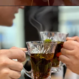 Traditional Turkish tea being poured